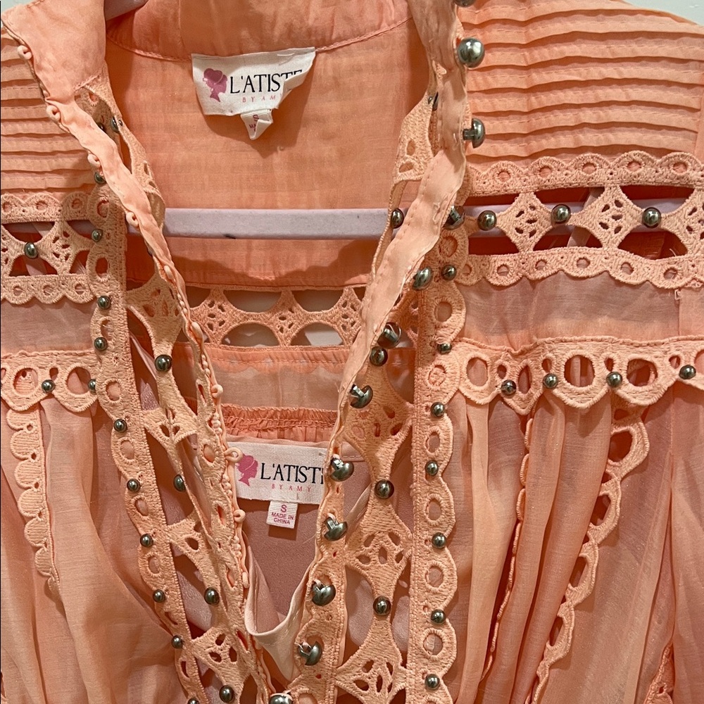 L’Atiste Peach Lace Mini Dress - Picture 9 of 10